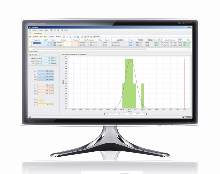 Schermata software  gestione qualità TQM J-Flex 4.U di Tecnest